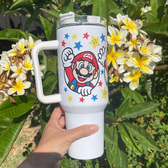 Nintendo Other - Custom made Nintendo Super Mario Bros Luigi Tumbler 40 oz tumbler with hand carr